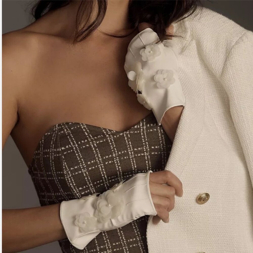 Brand New Maeve Faux Leather Fingerless Deco Gloves